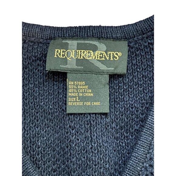 Requirements Womens Navy Blue Waffle Knit Zip Vest Size Large Vintage - Picture 16 of 16
